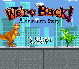 We're Back A Dinosaur Story back cover for Super Nintendo